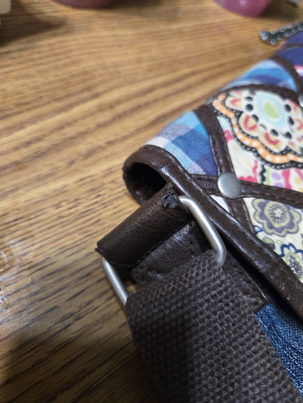 UnionBay Patchwork Plaid Crossbody Bag in Blue - Picture 7 of 8